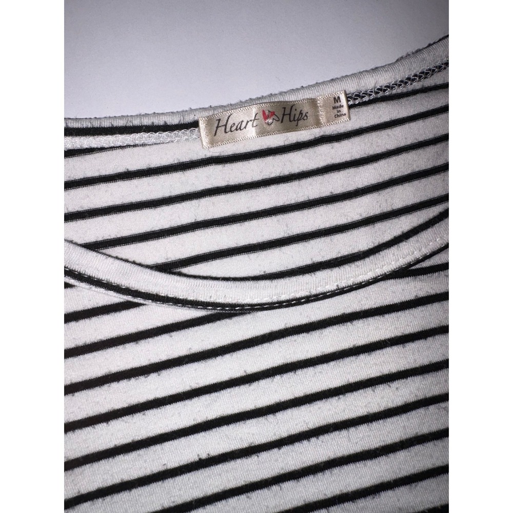 Heart&Hips Black White Striped T Shirt Dress Midi Casual Everyday Size M‎